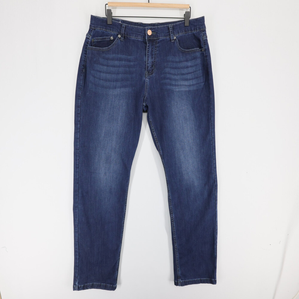 Mugsy Fultons Casual Jeans Mens 35x34 Blue Flex Stretch Straight Leg Denim